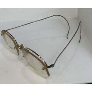 Vintage Art Craft USA Rimless Eyeglasses Gold Wire Wrap Temples Antique Specs